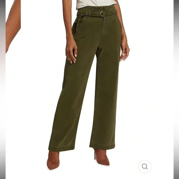 Frame Denim Pants - Frame - Cinched High Rise Wide Leg Pants - Military Green - Size 27